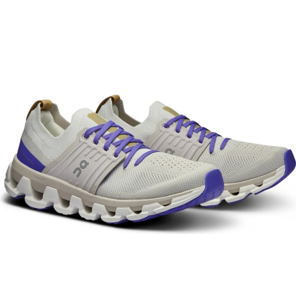 On Running Athletic Shoes in White and Purple